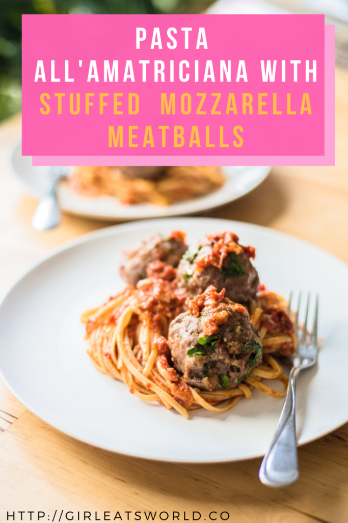 Pasta all'Amatriciana With Spicy Mozzarella Meatballs 