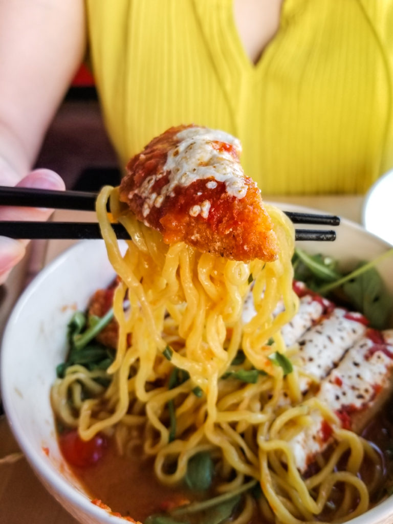 Japanese Italian cuisine in Raleigh / Chicken Parm Ramen by Papa Shogun - Blogged by Linda Eats World 